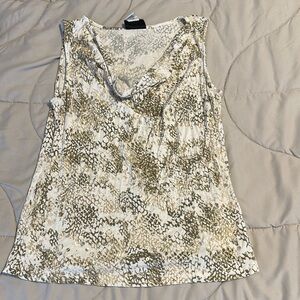 Elegant Women's Sleeveless Top - Cream and Brown